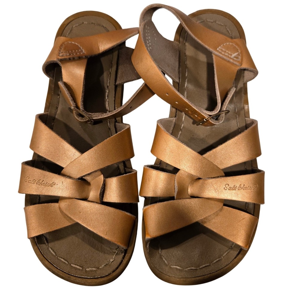 Salt Water Sandals Rose Gold Metallic Leather Strappy Buckle Kids‎ Size 12